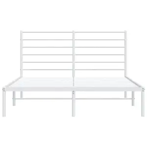 Berkfield Metal Bed Frame with Headboard White 120x200 cm