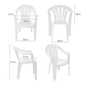 simpa Solana White Plastic Garden Chairs - Set of 4