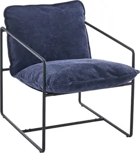 Tivoli Occasional Chair Black Metal Frame with Blue Fabric