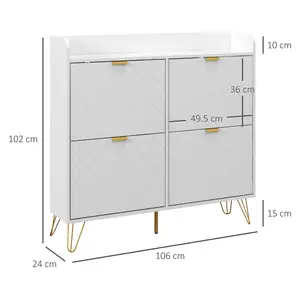 HOMCOM Narrow Shoe Storage Cabinet with 4 Flip Drawers for 16 Pairs of Shoes