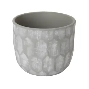 Verve TEST Grey Honeycomb Clay Plant pot (Dia) 20.4cm, (H)17cm, 3.8L