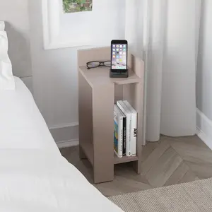 Lochlan Modern Compact Nightstand Bedside Table 25 x 27 x 60cm  Bedroom Furniture Light Mocha / Right Orientation