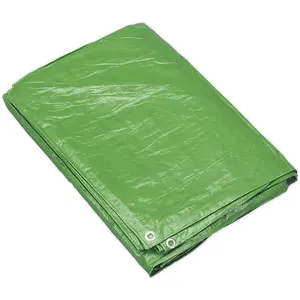 Durable 1.73m x 2.31m Green Tarpaulin - Waterproof, Mould and Mildew Resistant Cover Sheet