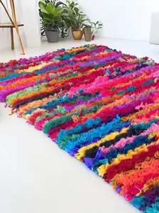 ZINDA Fluffy Rug Multicolour Boho Chic / 60 cm x 90 cm