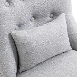 HOMCOM Fabric Single Sofa Armchair Upholstered with Pillow Wood Leg Grey