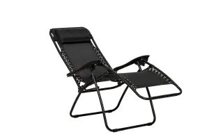 Royalcraft Zero Gravity Relaxer with Drinks and Phone Holder - Textylene/Steel - H111.5 x W65 x L70 cm - Black