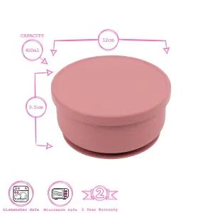 Tiny Dining - Baby Silicone Suction Bowls with Lid - Dusty Rose - Pack of 3