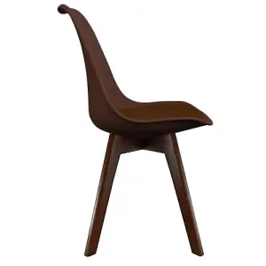 Soho Chocolate Plastic Dining Chair with Squared Dark Wood Legs