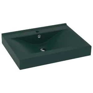 Berkfield Luxury Basin with Faucet Hole Matt Dark Green 60x46 cm Ceramic