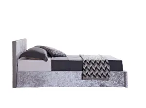 Birlea Berlin Small Double Ottoman Bed Steel Crushed Velvet