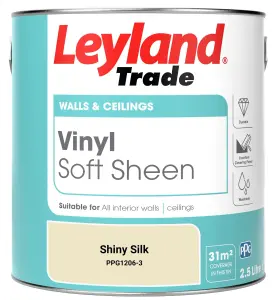 Leyland Trade Vinyl Soft Sheen Walls & Ceilings Emulsion Paint Shiny Silk (PPG1206-3) - 2.5L