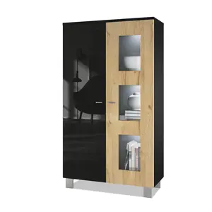 Display Cabinet Natural oak/Black / Without