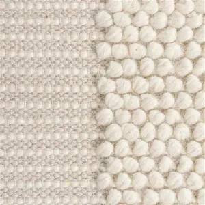 Dunelm Pebble Wool Border Rug, Scandi, Size: 120cm X 170cm (4ft X 5.5Ft), Cream, Pebble Ivory