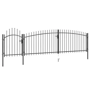 Berkfield Garden Fence Gate with Spear Top 5x1.75 m Black