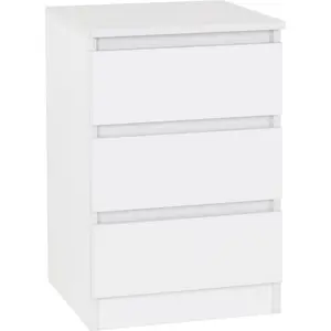 Braunstein 3 Drawer Bedside Table White