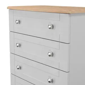 Sussex Ready assembled Grey & oak 5 Drawer Chest (H)1074mm (W)765mm (D)415mm