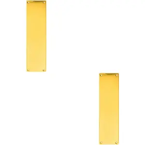 2x Plain Victorian Door Finger Plate 298 x 73mm Polished Brass Push Plate