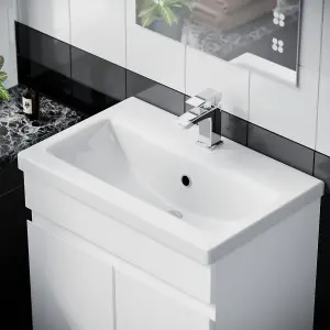 Nes Home Alaska White 600 mm Freestanding Basin Vanity Unit