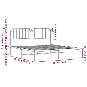 Berkfield Metal Bed Frame without Mattress with Headboard White 180x200cm