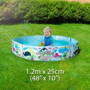 Childrens Paddling Pool 4ft, Rigid No Inflation 1.2 x 25cm