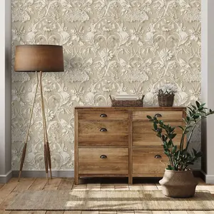 Dimensions Woodland Wallpaper Natural Fine Decor FD43606