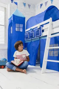 Moro Cabin Bed Midsleeper with Blue NW Package in Classic White