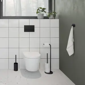 BESLAGSBODEN - Toilet Brush. Free Standing. Black Steel. Height 370 mm.