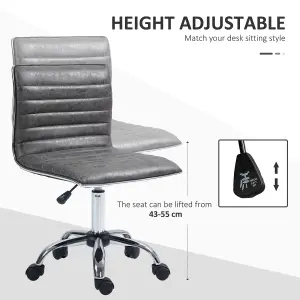 HOMCOM Armless Mid-Back Adjustable Office Chair with 360 Swivel Grey