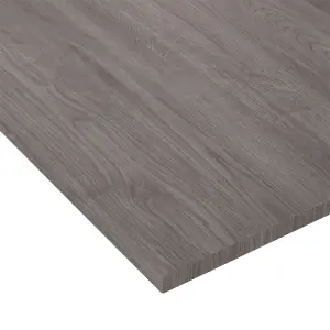 Grey Oak effect Square edge Furniture panel, (L)1.2m (W)200mm (T)18mm