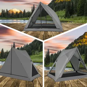 Costway 2-3 People Instant Pop-up Camping Tent 360 One-Way See-Through Shelter Tent