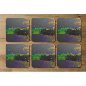 Square 6 Piece Coaster Set (Set of 6) Green