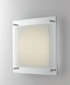 Luminosa JOYCE LED Patterned Glass Flush Ceiling Light White 1500lm 4000K 35x35cm