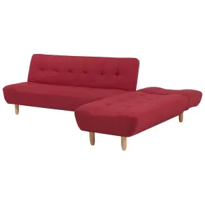 Left-Hand Corner Sofa ALSTEN Red Fabric Left Hand