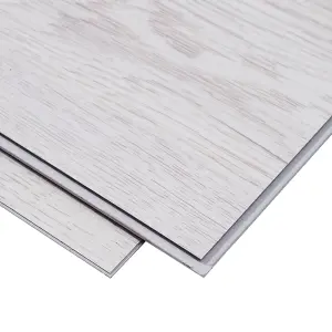 Light Grey Interlocking Flooring Wood Grain SPC Vinyl Flooring, 3.12m²