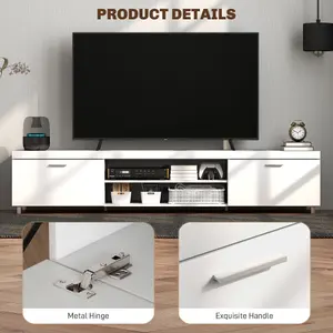 HOMCOM Modern Unit for TV w/ Cabinet Shelf for Living Room White