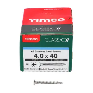 TIMCO Classic Multi-Purpose Countersunk A2 Stainless Steel Woodcrews - 4.0 x 40 (200pcs)