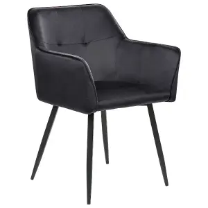 Set of 2 Dining Chairs JASMIN Velvet Black