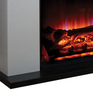 Suncrest Lindale White MDF & stainless steel Freestanding Electric fire suite