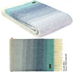 Ombre Seaside Blue 100% Wool Throw