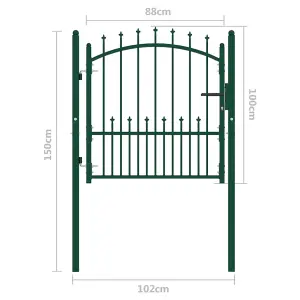 Berkfield Fence Gate with Spikes Steel 100x100 cm Green