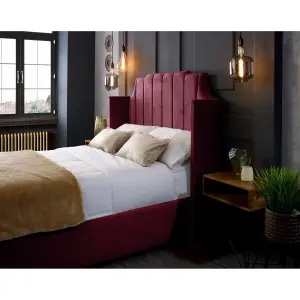 Nelly Plush Velvet Maroon Bed Frame