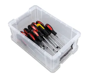 10L Clear Stacking Storage Box With Clip Lock Lid Storage 40x26x15cm