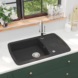 Berkfield Granite Kitchen Sink Single Basin Black