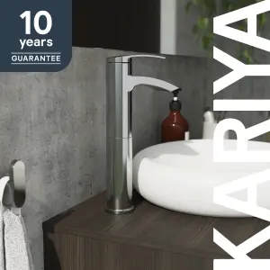 GoodHome Kariya Tall Chrome effect Basin Mixer Tap