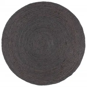 Handmade Rug Jute Round 210 cm Dark Grey