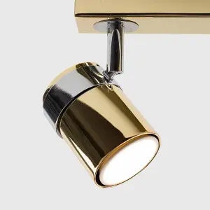 ValueLights Rosie 3 Way Adjustable Chrome and Polished Gold Effect Straight Bar Ceiling Spotlight