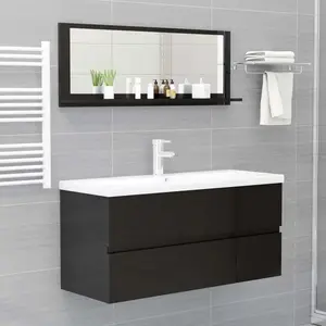 Dorlene Framed Wall Mounted Bathroom Mirror High Gloss Black / 60 cm