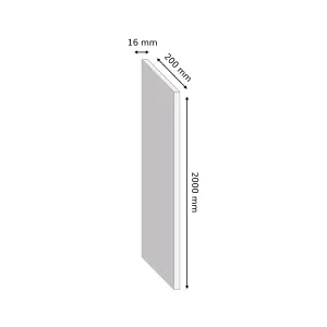 White Matt Semi edged Furniture panel, (L)2m (W)200mm (T)16mm