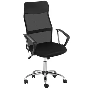 HOMCOM Executive Office Chair High Back Mesh Back Seat Desk Chairs, Black