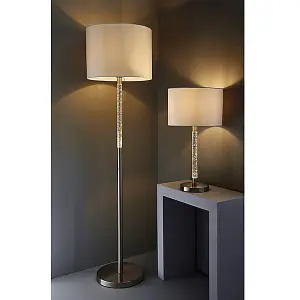 Luminosa Andromeda 1 Light Floor Lamp Satin Chrome, Acrylic With Bubbles, E27